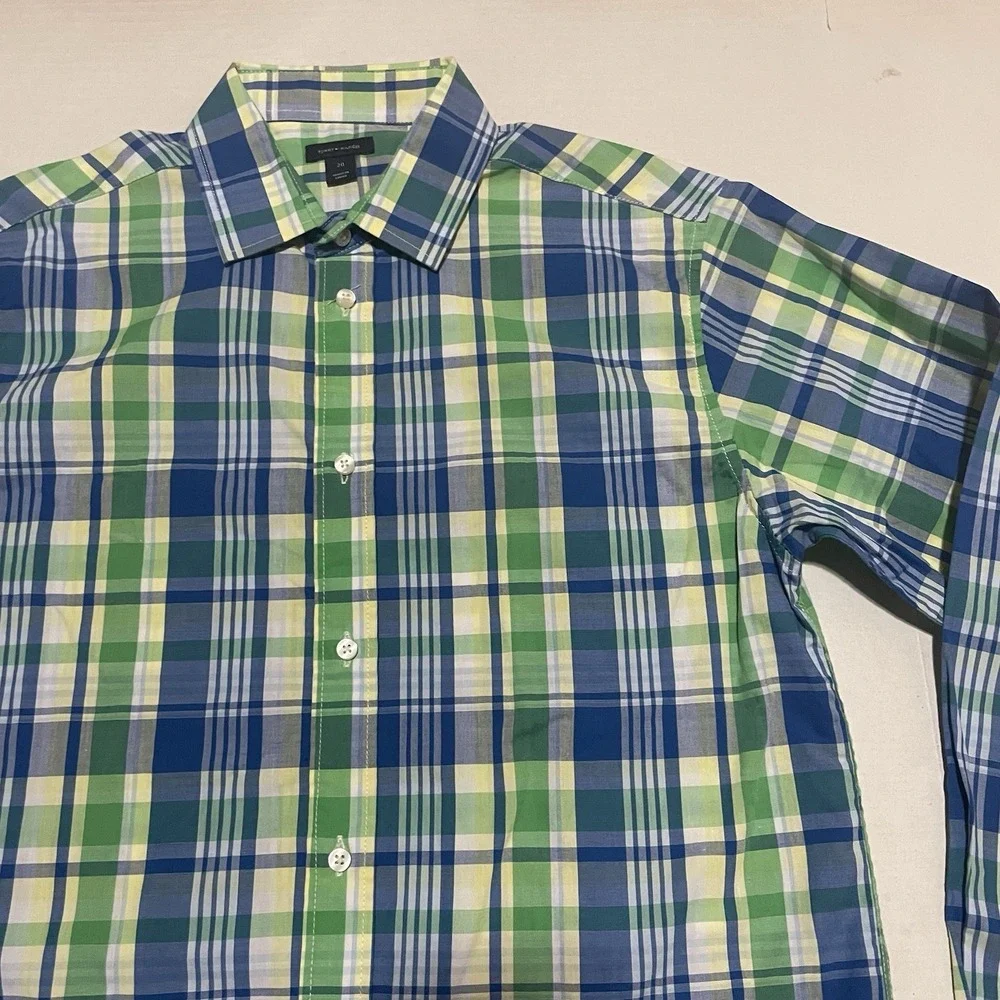 Tommy‎ Hilfiger Boys Shirts Button-up Long Sleeve Collared Size 20 Plaid Check